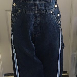 Denim bib Overalls with side leg stripes